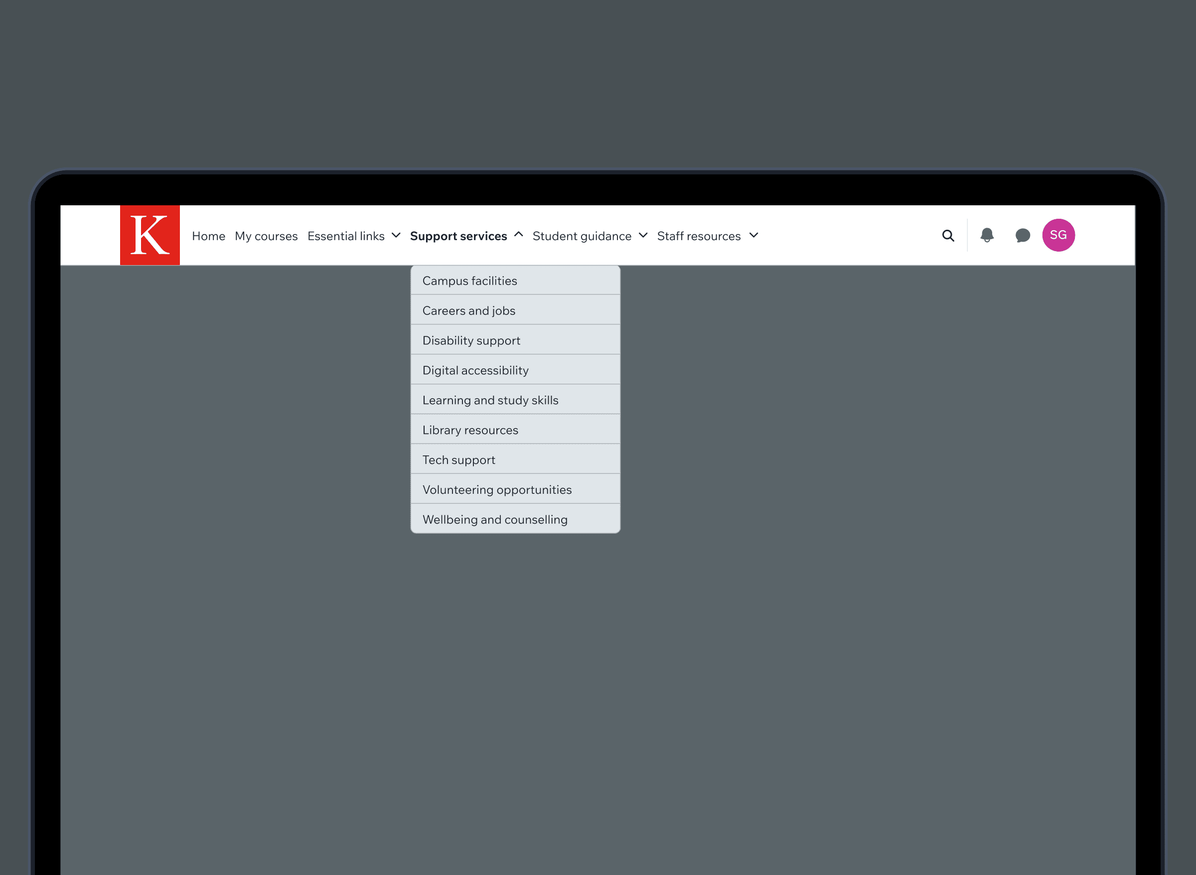A Macbook mockup displays the navigation bar on KEATS.
